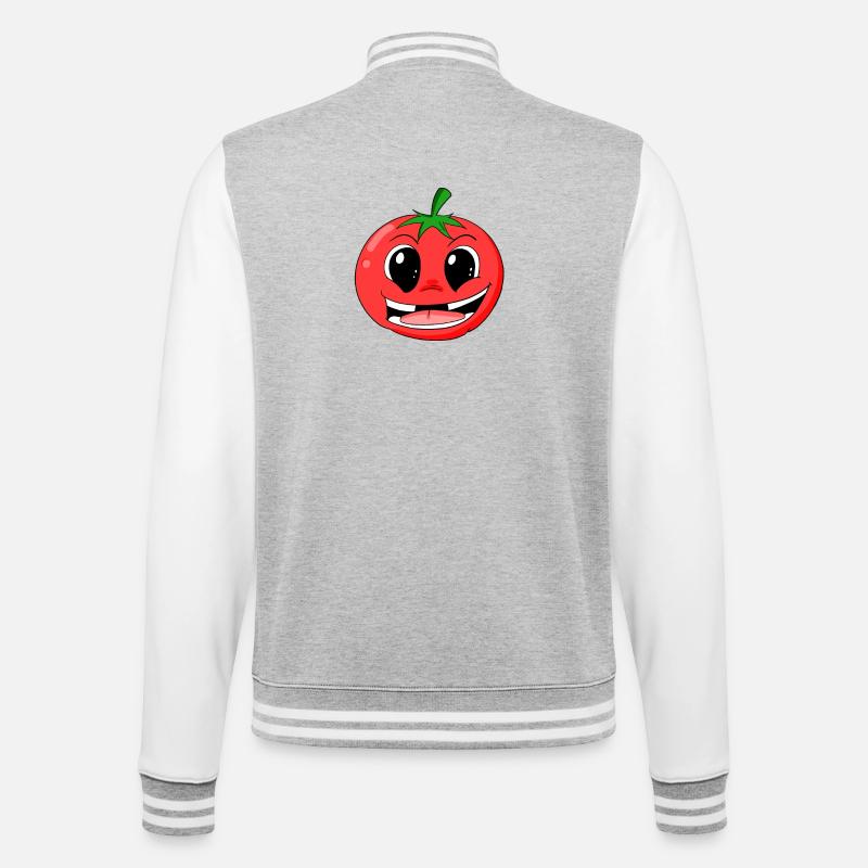 Tomate - College-Sweatjacke - Grau meliert/Weiß