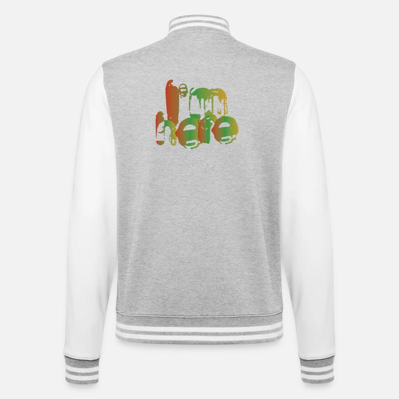Ich bin hier - College-Sweatjacke - Grau meliert/Weiß