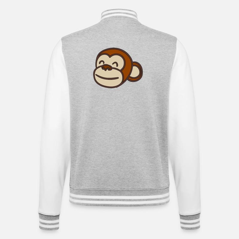Monkey Head - College Sweat Jacket - heather grey/white