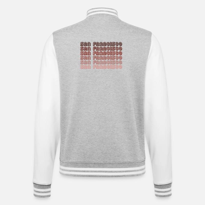 San Francisco Grid Gradient Pattern - College Sweat Jacket - heather grey/white