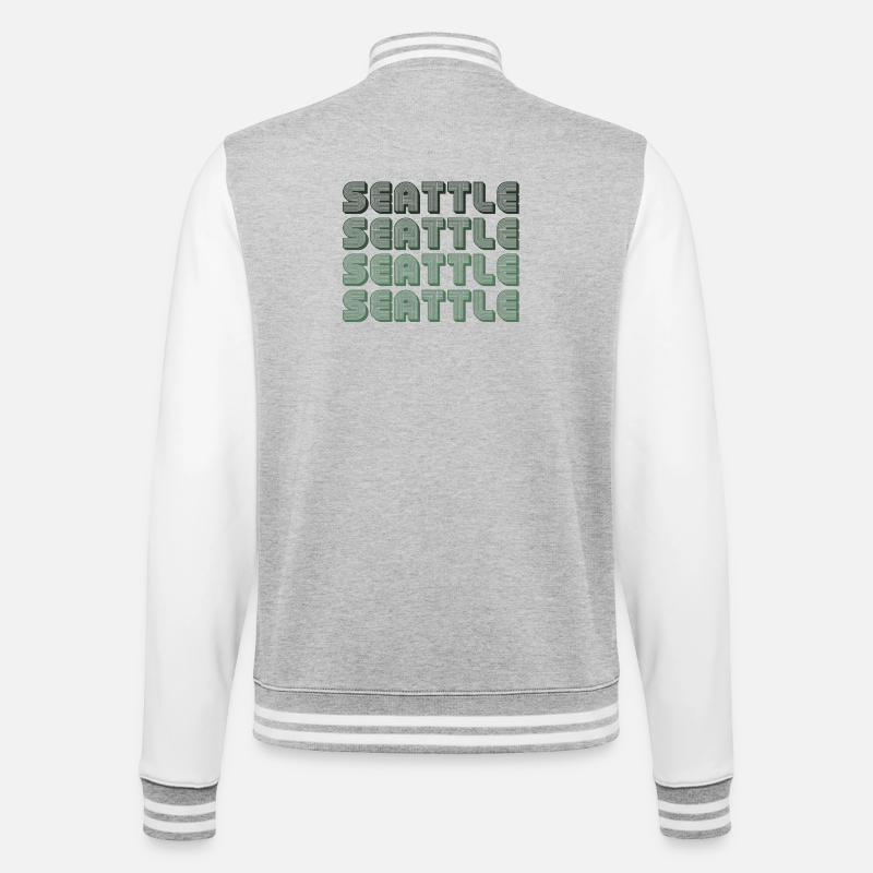 Seattle Blockgrid Muster - College-Sweatjacke - Grau meliert/Weiß
