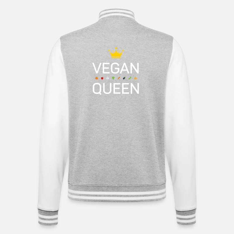 Vegan - College-Sweatjacke - Grau meliert/Weiß
