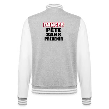Danger Pète sans prévenir - Veste Teddy - gris chiné / blanc - Dos - Marisol (170cm)