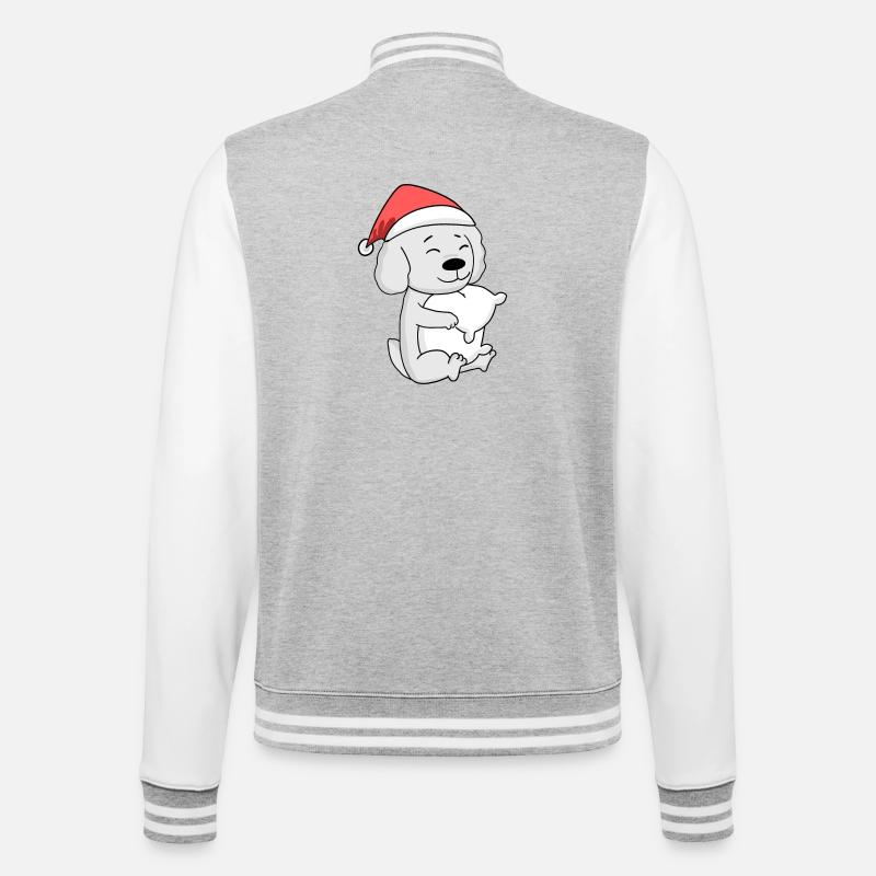Maltese Chien Noël Sommeil Fatigué - Veste Teddy - gris chiné / blanc