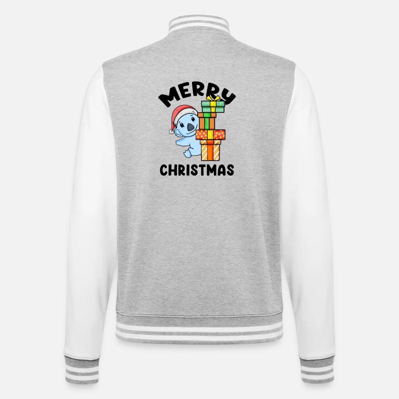 Merry Christmas Koala - College Sweat Jacket - heather grey/white