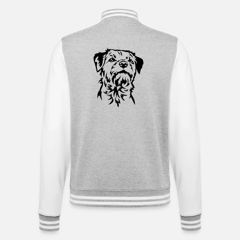 Border Terrier Kopf - College-Sweatjacke - Grau meliert/Weiß