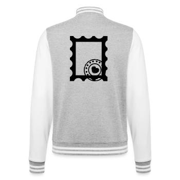 Contour de tampon avec tampon avec cœurs - Veste Teddy - gris chiné / blanc - Dos - Marisol (170cm)