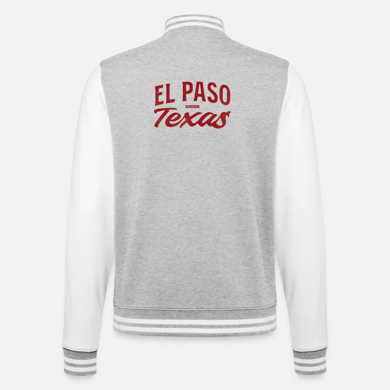 El Paso Texas Retro Script - College Sweat Jacket - heather grey/white