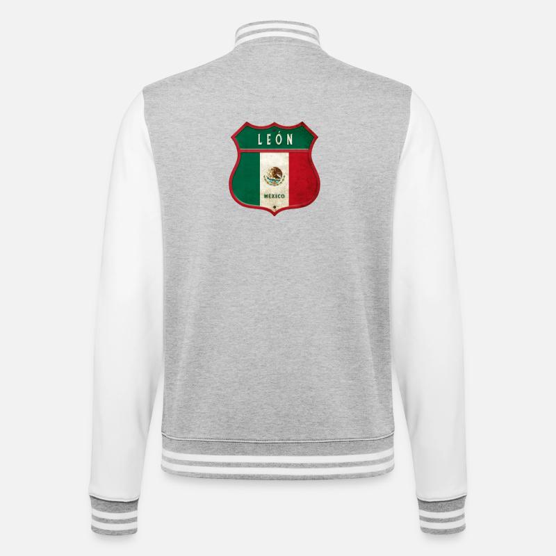 León Mexiko Wappen Design - College-Sweatjacke - Grau meliert/Weiß