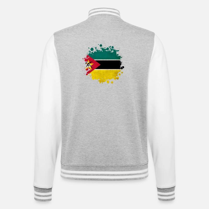 Mosambik Klecks Flaggen Design - College-Sweatjacke - Grau meliert/Weiß