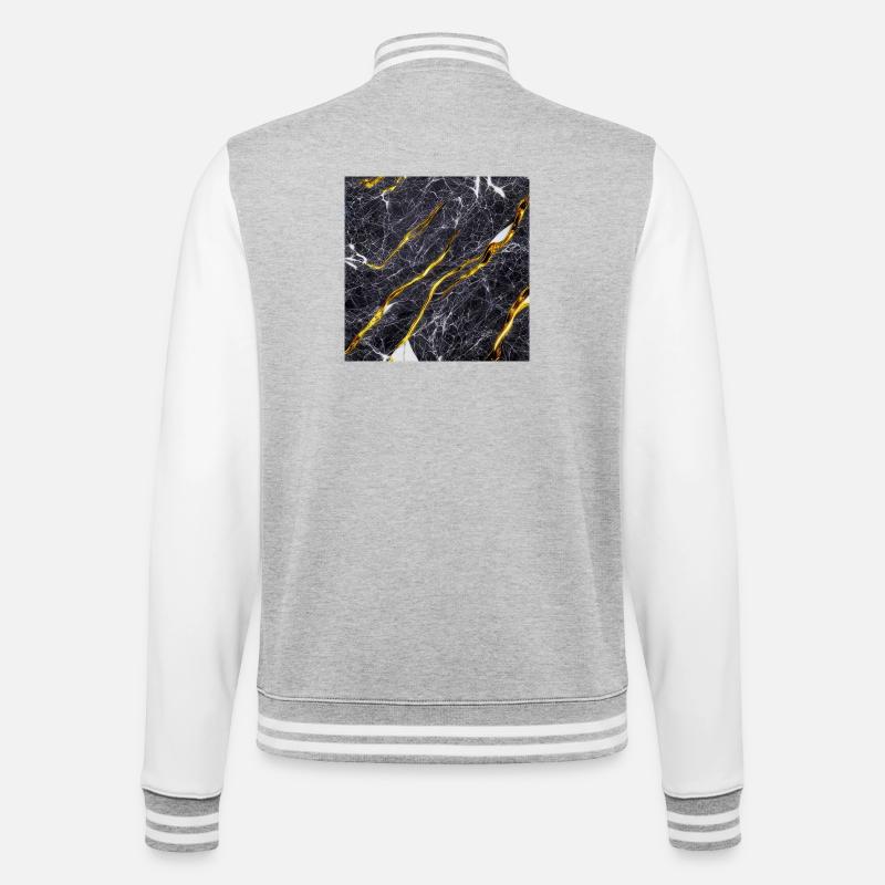 Marble Black Gold Texture - College Sweat Jacket - heather grey/white
