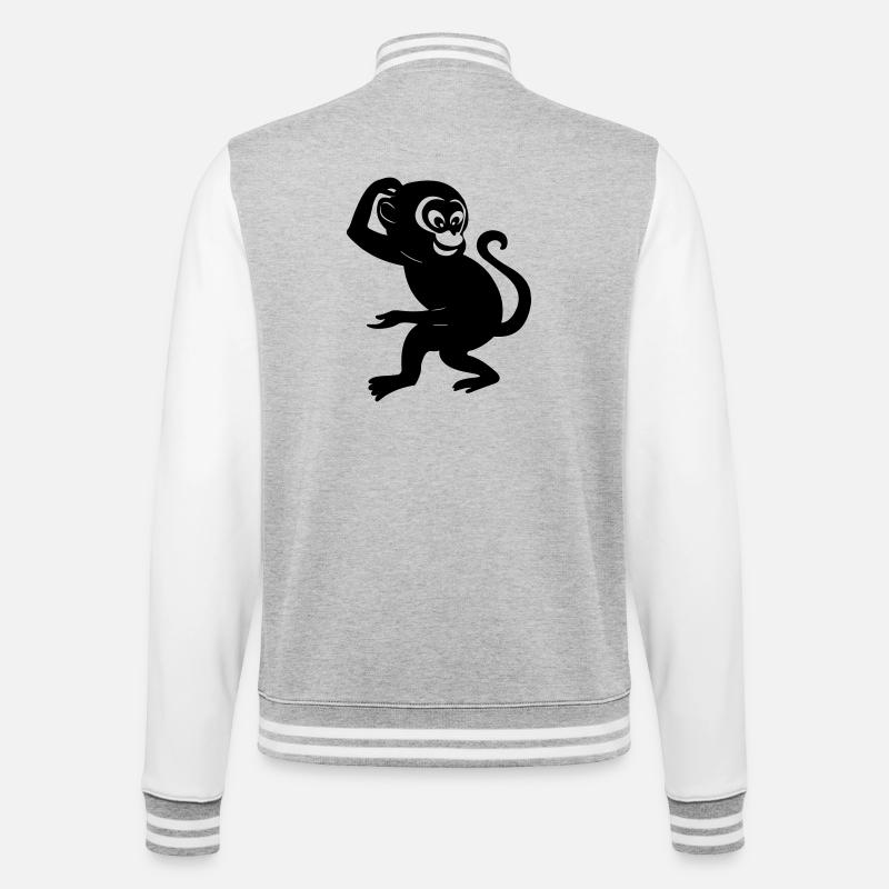 Affenschattenfigur - College-Sweatjacke - Grau meliert/Weiß