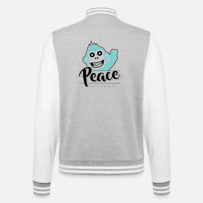 Frieden, Liebe und Verständnis - College-Sweatjacke - Grau meliert/Weiß