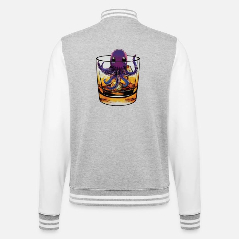 Petit calmar au whisky 🥃 - Veste Teddy - gris chiné / blanc