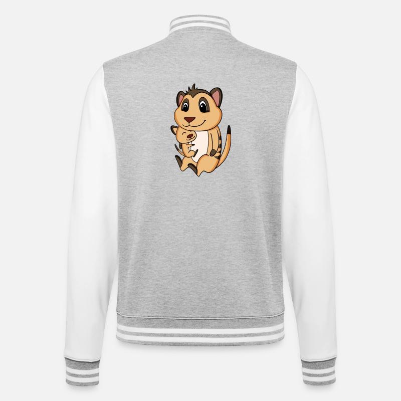 Grossesse familiale - suricate avec bébé - Veste Teddy - gris chiné / blanc