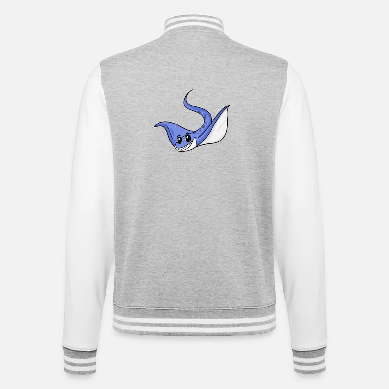 Stachelrochen - College-Sweatjacke - Grau meliert/Weiß