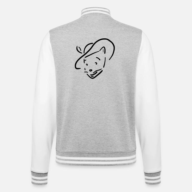 chat botté - Veste Teddy - gris chiné / blanc