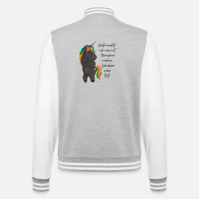 Einhorndrache mit Regenbogenmähne - College-Sweatjacke - Grau meliert/Weiß