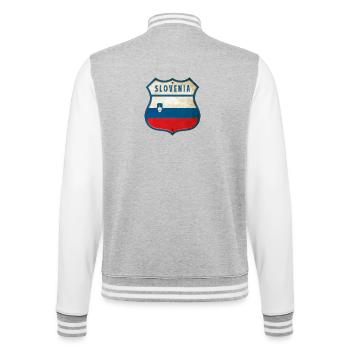 Slowenien Flaggen Wappen Design - College-Sweatjacke - Grau meliert/Weiß - Hinten - Marisol (170cm)