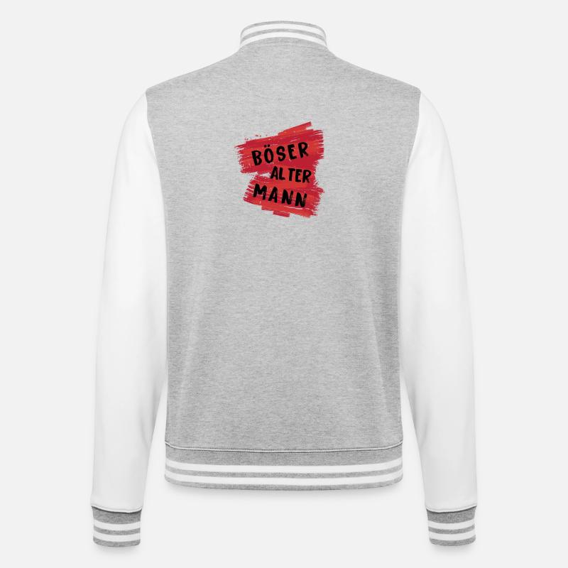 Böser Alter Mann - College-Sweatjacke - Grau meliert/Weiß