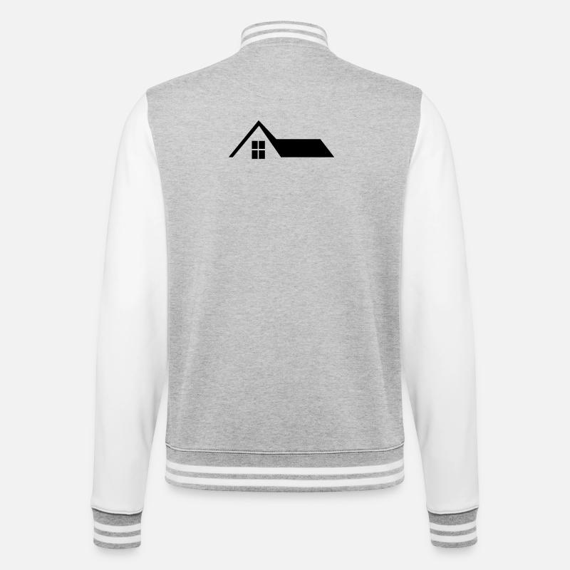 Haus Dach - College-Sweatjacke - Grau meliert/Weiß