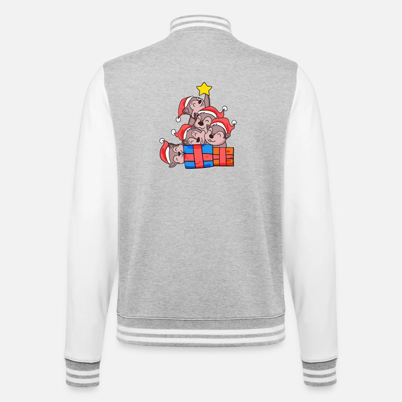 Christmas Christmas Tree Squirrel - College Sweat Jacket - heather grey/white