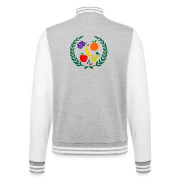 Frucht im Lorbeerkranz - College-Sweatjacke - Grau meliert/Weiß - Hinten - Marisol (170cm)