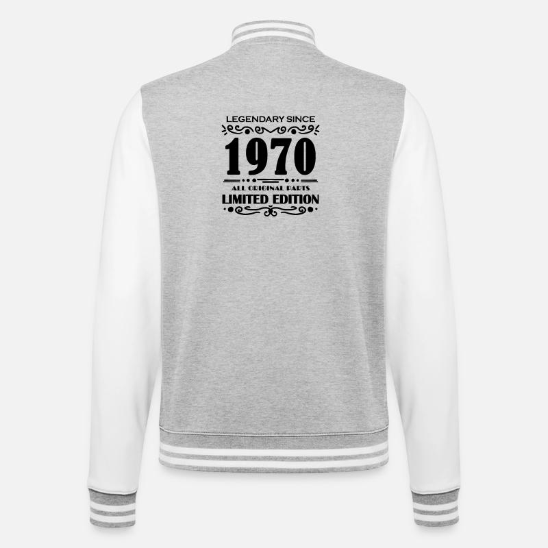 Année de construction 1970 - Veste Teddy - gris chiné / blanc