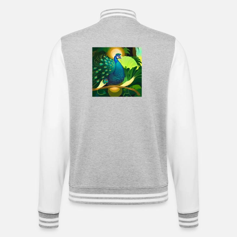 Peacock - College Sweat Jacket - heather grey/white