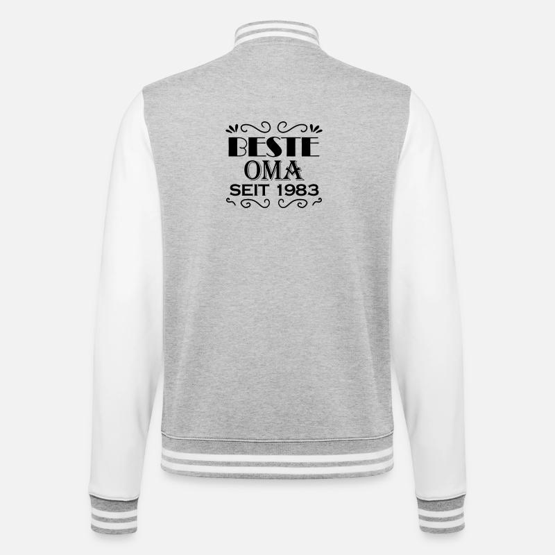 Beste Oma seit 1983 - College-Sweatjacke - Grau meliert/Weiß