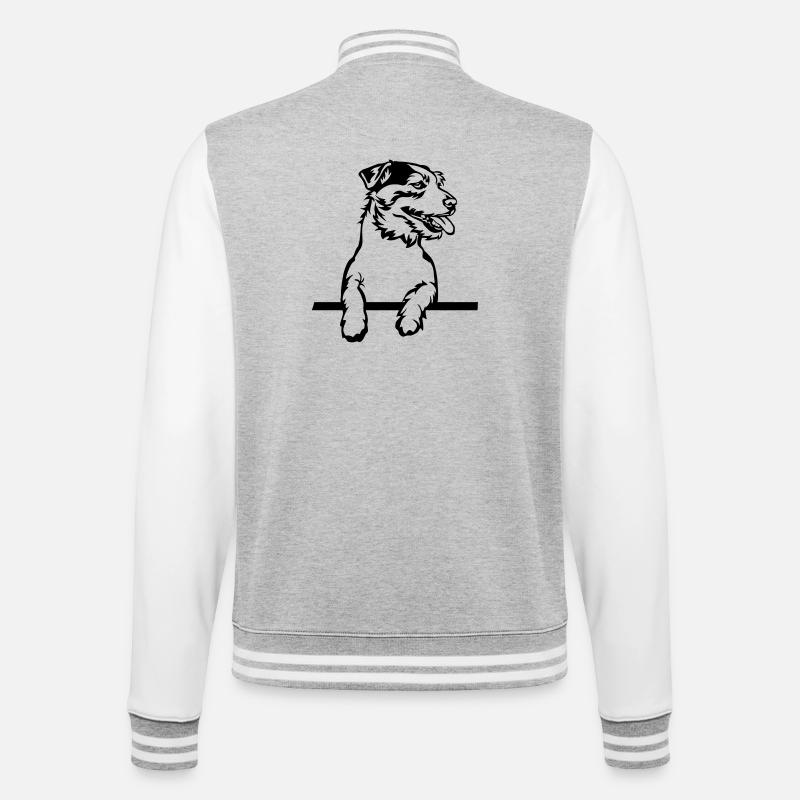 Jack Russell Terrier - College-Sweatjacke - Grau meliert/Weiß