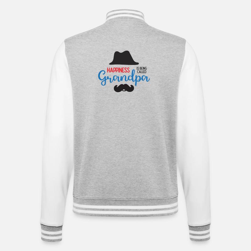 Happines wird Opa genannt - College-Sweatjacke - Grau meliert/Weiß