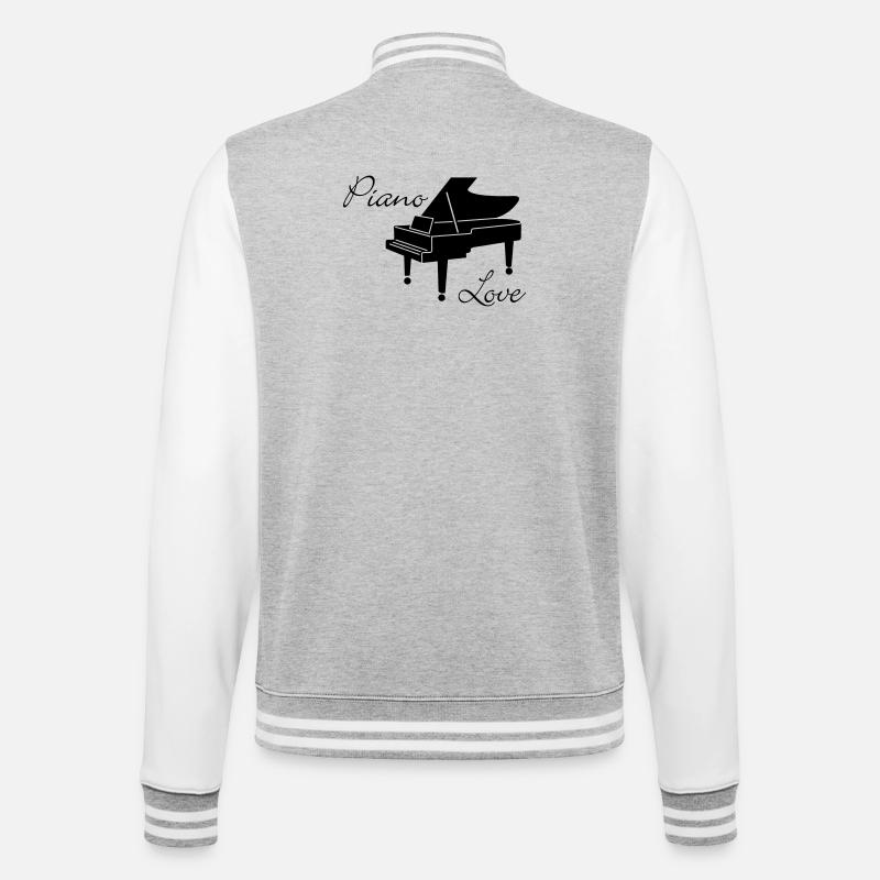 Klavier Liebe - College-Sweatjacke - Grau meliert/Weiß
