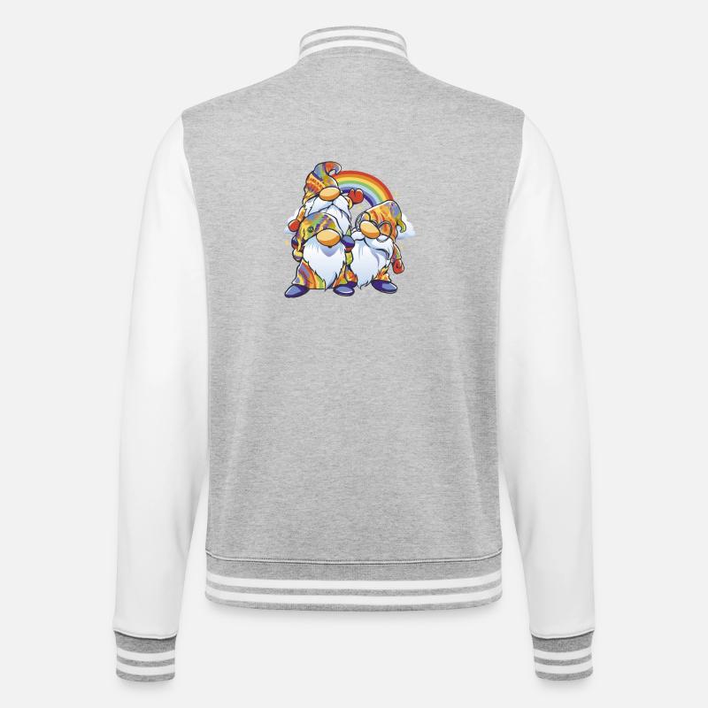 Rainbow Gnome Duo - College Sweat Jacket - heather grey/white