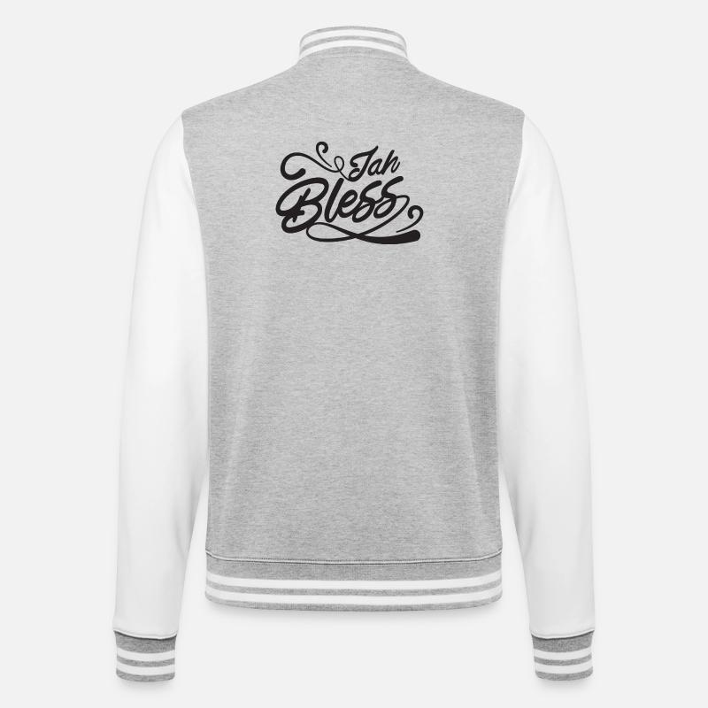 Jah Bless Script - College-Sweatjacke - Grau meliert/Weiß