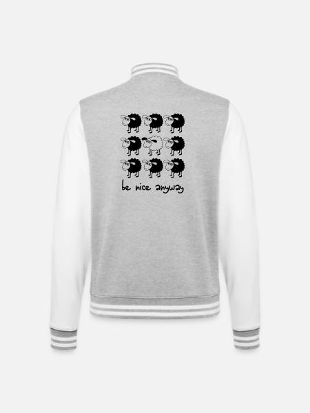 Sei trotzdem nett Schafsfreundlichkeit Humor Tee - College-Sweatjacke - Grau meliert/Weiß