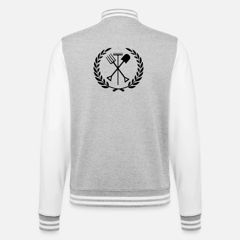 Gartengeräte Rechen, Schaufel, Mistgabel - College-Sweatjacke - Grau meliert/Weiß