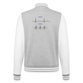 Normales EKG vs. Design-EKG - College-Sweatjacke - Grau meliert/Weiß - Hinten - Marisol (170cm)