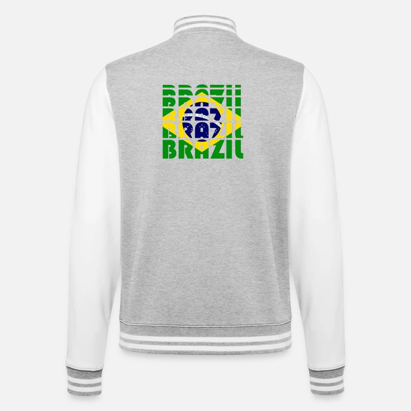 Grille des drapeaux du Brésil - Veste Teddy - gris chiné / blanc