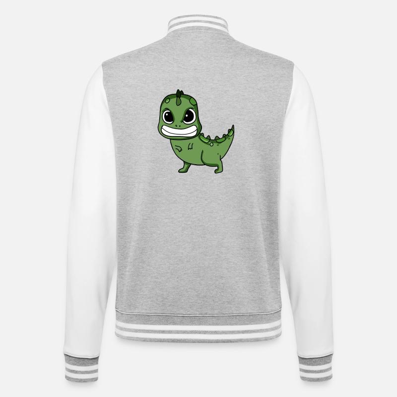 Angry Dinosaur - College Sweat Jacket - heather grey/white