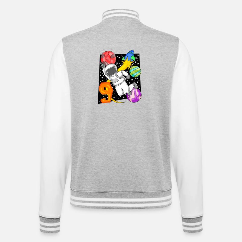 9e anniversaire - Veste Teddy - gris chiné / blanc