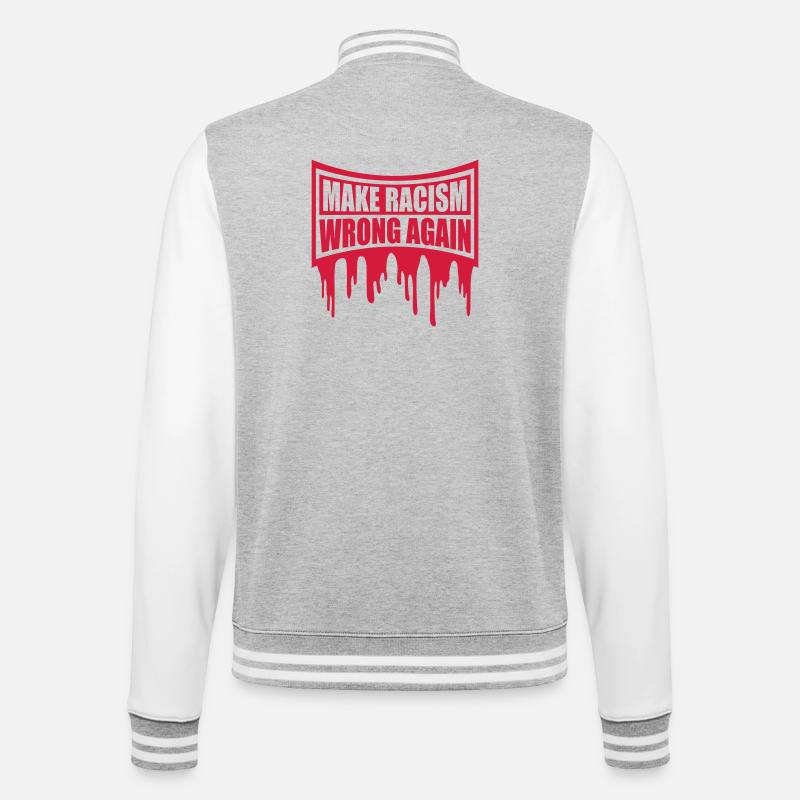 make racism wrong again - College-Sweatjacke - Grau meliert/Weiß