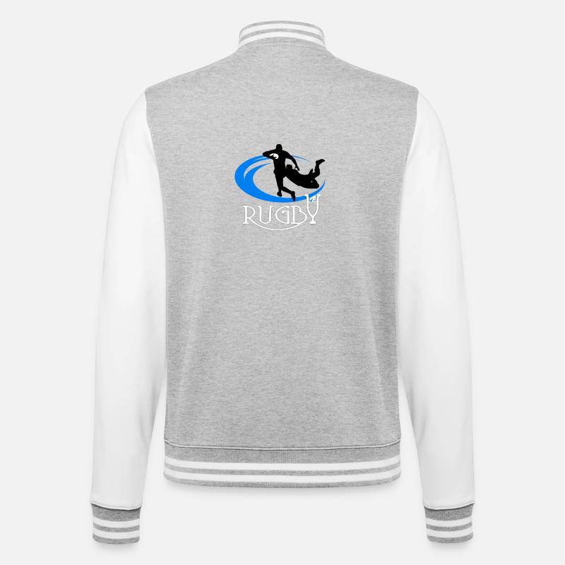 Rugby - College-Sweatjacke - Grau meliert/Weiß
