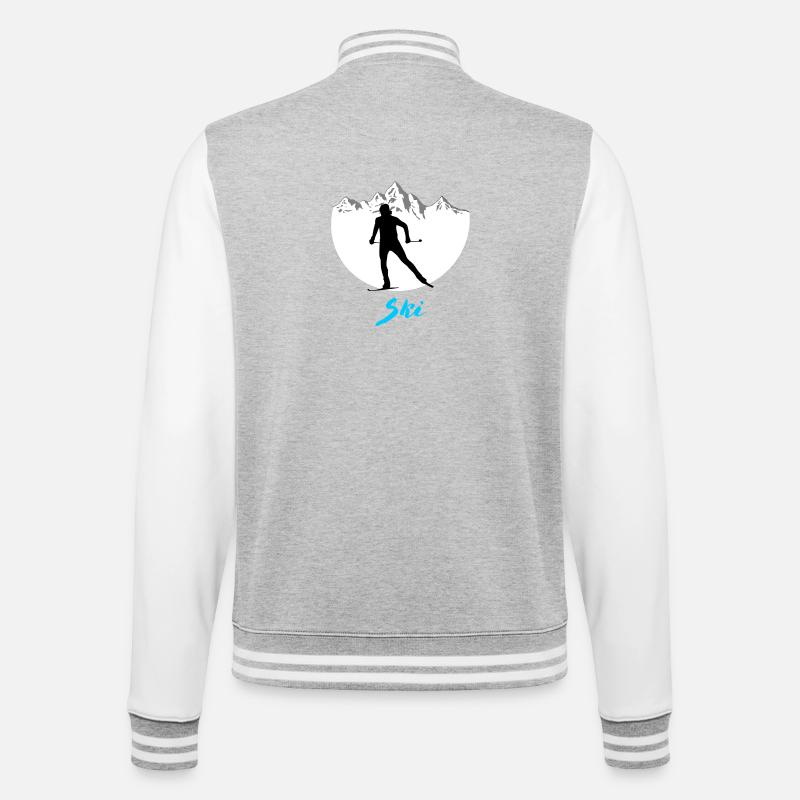 Langlauf - College-Sweatjacke - Grau meliert/Weiß