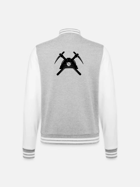 Two pickaxes crossed with helmet - College Sweat Jacket - heather grey/white
