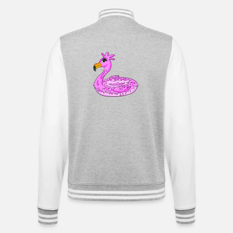 Flamingo Donut - College Sweat Jacket - heather grey/white