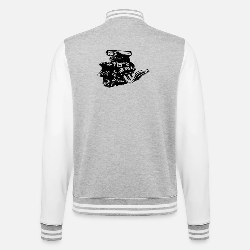 V8 engine - College Sweat Jacket - heather grey/white