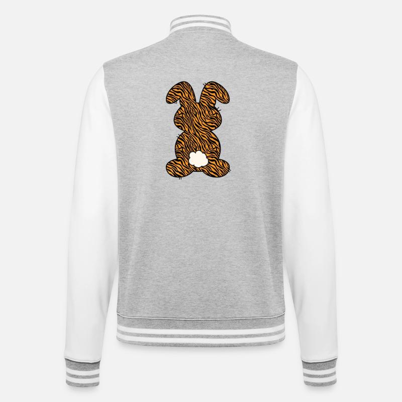 Tiger Pattern Rabbit Easter - College Sweat Jacket - heather grey/white