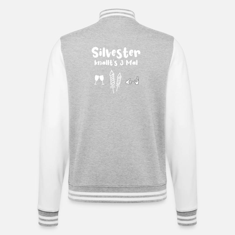 Silvester Knallen - College-Sweatjacke - Grau meliert/Weiß