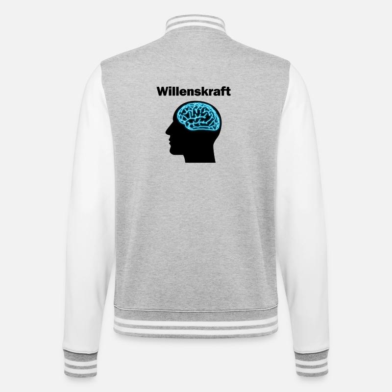 Willenskraft - College-Sweatjacke - Grau meliert/Weiß
